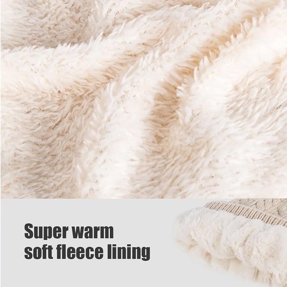 Kids Winter Beanie Children's Warm Fleece Lined Knit Thick Ski Cap with Pom - Picture 6 of 9